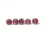 Czech Glass Lampwork Bead - Smooth Round 06MM Flower ON AMETHYST