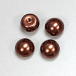 Glass High Dome Cabochon Pearl Dipped - Round 14MM DARK BROWN