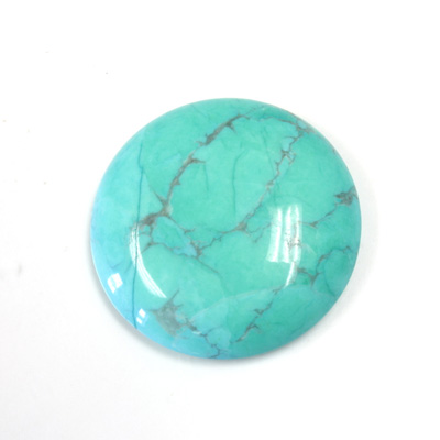 Gemstone Cabochon - Round 30MM HOWLITE DYED CHINESE TURQ