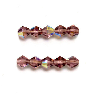 Czech Glass Fire Polished Bead - Bicone 06MM LT AMETHYST AB