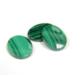 Gemstone Flat Back Single Bevel Buff Top Stone - Oval 16x12MM MALACHITE