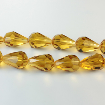 Chinese Cut Crystal Bead - Pear 13x9MM TOPAZ
