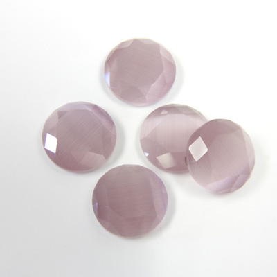 Fiber-Optic Flat Back Stone with Faceted Top and Table - Round 11MM CAT'S EYE LT PURPLE