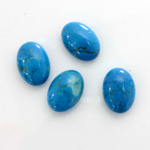 Gemstone Cabochon - Oval 14x10MM HOWLITE DYED TURQUOISE