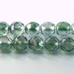 Czech Glass Fire Polish Bead - Round 10MM DK GREEN-GREEN 91003