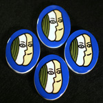 German Plastic Porcelain Decal Painting - Picasso Oval 40x30MM ON WHITEBASE