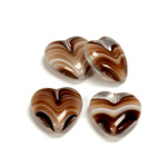 Czech Pressed Glass Bead - Smooth Heart 16x15MM PORPHYR SMOKE TOPAZ
