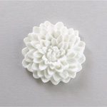 Plastic Carved No-Hole Flower - Mum Resin 33MM MATTE WHITE