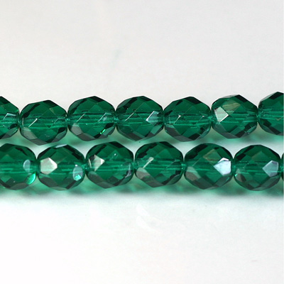 Czech Glass Fire Polish Bead - Round 08MM DARK EMERALD