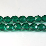 Czech Glass Fire Polish Bead - Round 08MM DARK EMERALD