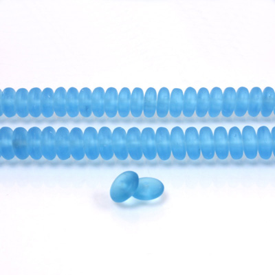 Czech Pressed Glass Bead - Smooth Rondelle 6MM MATTE AQUA