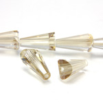 Chinese Cut Crystal Bead - Fancy Cone 12x8MM CHAMPAGNE LUMI COAT