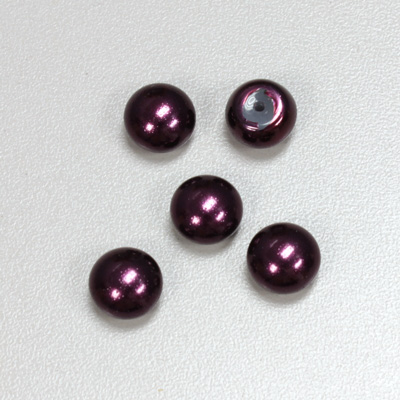 Czech Glass High Dome Cabochon Pearl Dipped - Round 10MM AMETHYST