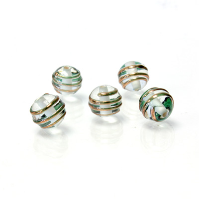 Czech Glass Lampwork Bead - Round 08MM COPPER WRAP CRYSTAL