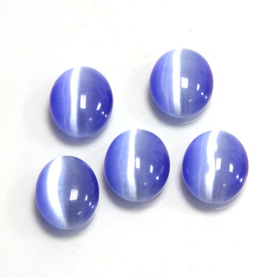 Fiber-Optic Cabochon - Oval 12x10MM CAT'S EYE LT BLUE