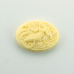 Plastic Cameo - Mermaid on Shore Oval 25x18MM IVORY ON IVORY