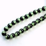 Czech Pressed Glass Bead - Smooth 2-Color Round 06MM DYED TURMALINE BLACK