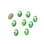 Glass Medium Dome Foiled Cabochon - Coated Oval 06x4MM PERIDOT AB