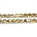 Czech Glass Fire Polish Bead - Round 06MM 1/2 Coated CRYSTAL/AMBER