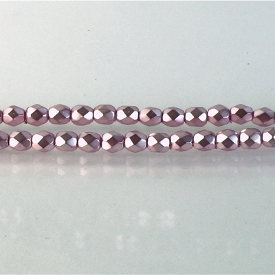 Czech Glass Pearl Faceted Fire Polish Bead - Round 04MM FUCHSIA ON CRYSTAL 78427