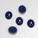 Plastic Flat Back Opaque Cabochon - Oval 12x10MM LAPIS BLUE