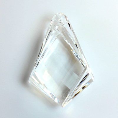 German Plastic Pendant -Transparent Faceted Kite 40x22MM CRYSTAL