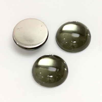 Plastic Flat Back Foiled Cabochon - Round 15MM BLACK DIAMOND