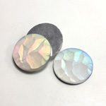 Glass Nugget Top Foiled Cabochon - Round 25MM MATTE CRYSTAL AB