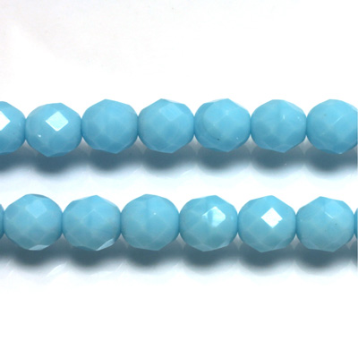 Czech Glass Fire Polish Bead - Round 08MM LT BLUE TURQUOISE