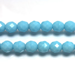 Czech Glass Fire Polish Bead - Round 08MM LT BLUE TURQUOISE