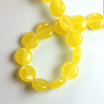 Gemstone Bead - Smooth Round Lentil 10MM Dyed QUARTZ Col. 08 YELLOW