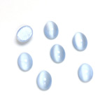 Glass Medium Dome Lampwork Cabochon - Oval 08x6MM LIGHT BLUE MOONSTONE (00377)