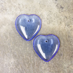 Czech Pressed Glass Pendant - Smooth Puff Heart 15MM SAPPHIRE