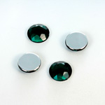 Plastic Flat Back Foiled Rose Cut Rhinestone - Round 11MM EMERALD