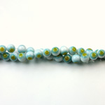 Glass Millefiori Bead - Round 04MM WHITE AQUA YELLOW (02)