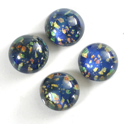 Glass Medium Dome Lampwork Cabochon - Round 15MM BLACK OPAL (00374)