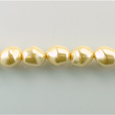 Czech Glass Pearl Bead - Baroque Twisted 13x11MM CREME 70414