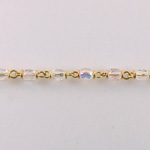 Linked Bead Chain LOCKED LINK with Glass Fire Polish Bead -  Round 4MM CRYSTAL AB-GOLD