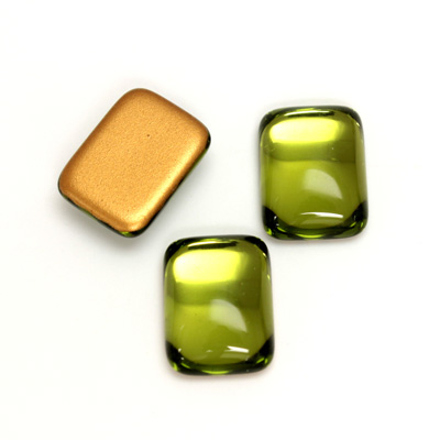 Glass Medium Dome Foiled Cabochon - Cushion 16x12MM OLIVINE