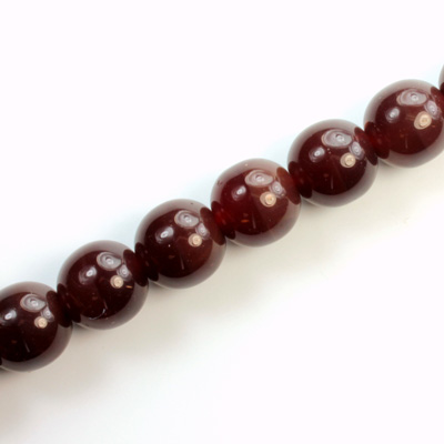 Czech Pressed Glass Bead - Smooth Round 10MM CORNELIAN