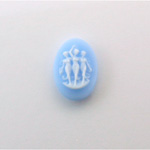 Plastic Cameo - 3 Muses Oval 18x13MM WHITE ON BLUE