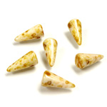 Czech Pressed Glass Bead - Smooth Spike 05x10MM BROWN TRAVERTINE