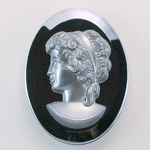 German Plastic Cameo - Woman Oval 40x30MM HEMATITE ON HEMATITE