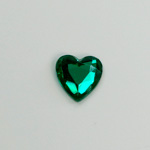 Glass Flat Back Rose Cut Fancy Foiled Stone  - Heart 12x11MM EMERALD