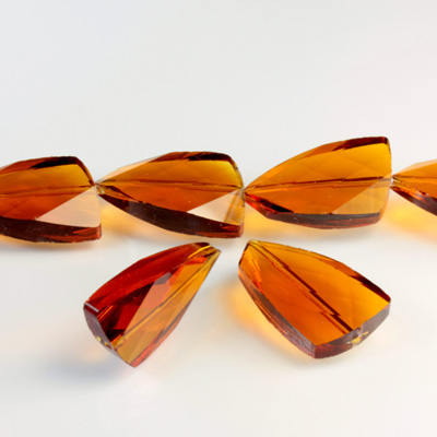 Chinese Cut Crystal Bead - Fancy 25x14MM BROWN