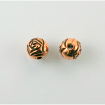 Metalized Plastic Engraved Bead - Rosebud  Round 08MM ANTIQUE COPPER