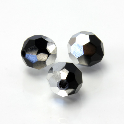 Preciosa Crystal Bead Regular Cut - Round 10MM SILVER/JET