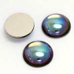 Glass Medium Dome Foiled Cabochon - Round 18MM BLACK DIAMOND AB