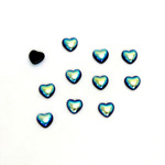 Glass Medium Dome Cabochon - Coated Heart 04x4MM JET AB