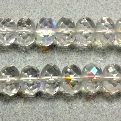 Czech Glass Fire Polish Bead - Rondelle Donut 11x7MM 1/2 Coated CRYSTAL AB